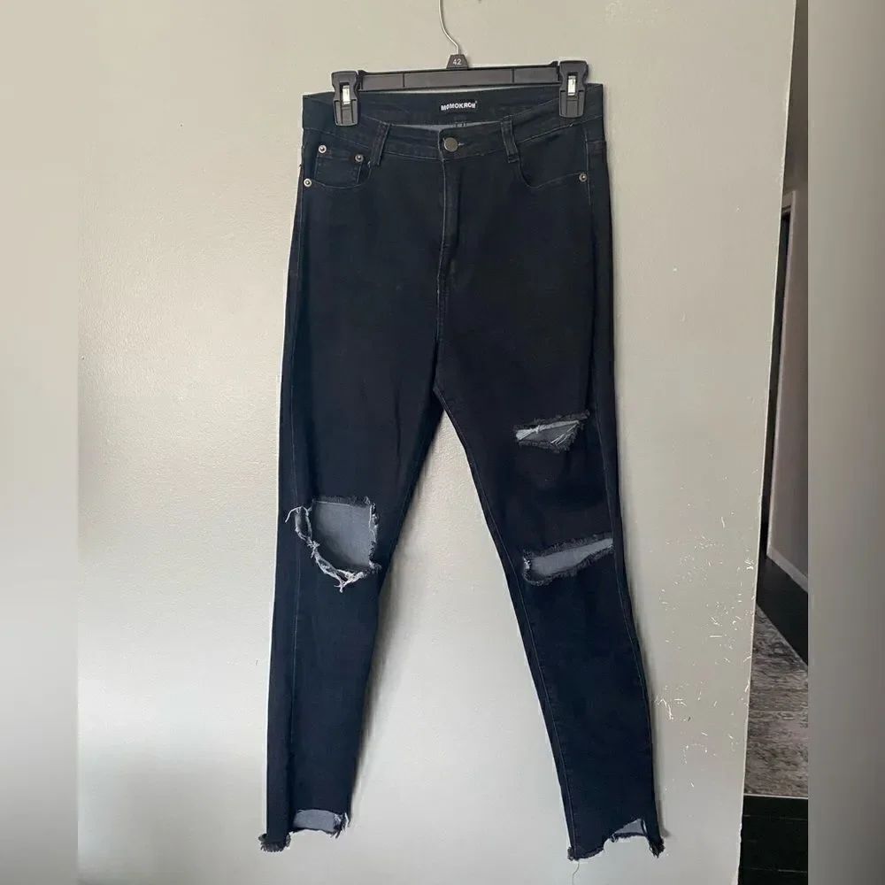 MOMOKROM Destroyed Black Jeans size 26